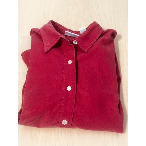 Liz Claiborne Tops - Liz Claiborne Lizsport Red Corduroy Button Down Shirt Womens XL Long Sleeve